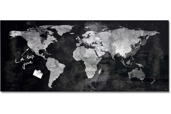 SIGEL Glas-Magnetboard GL246 Weltkarte 1300x550x15mm