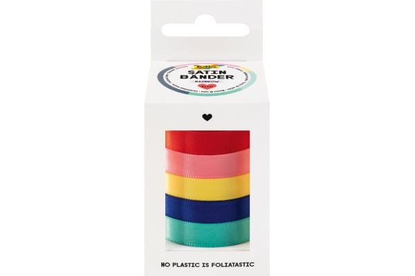 FOLIA Satinbänder 10mmx4m 12131 Rainbow, assortiert 5 Stück