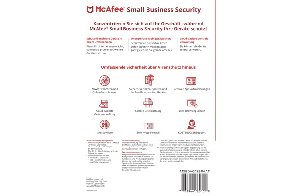 MCAFEE Small Business Secur.5 Dev MSB0AGCE5 Code in a Box