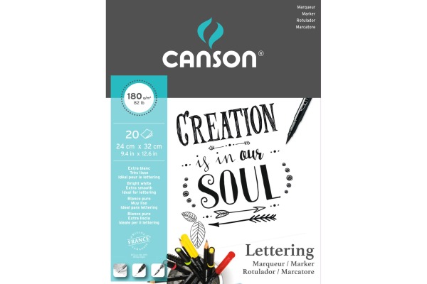 CANSON Letteringblock 24x32cm 400109921 20 Blatt, bright white, 180g