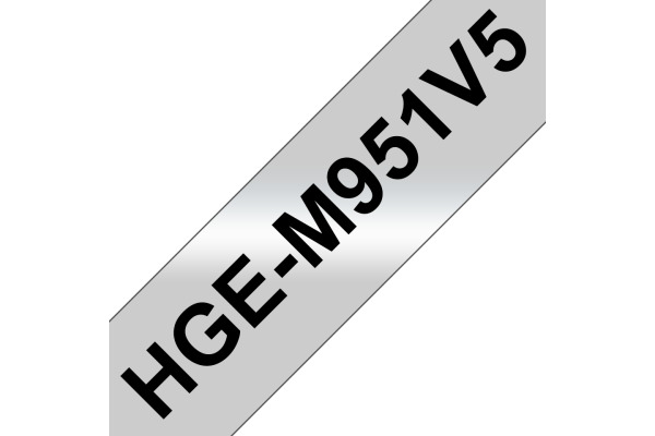 PTOUCH Band,High-Grade BK/matt-silber HGE-M951 24mm/8m 5 Stück