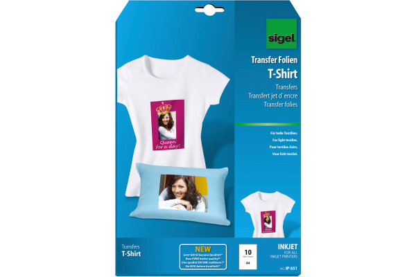 SIGEL Inkjet-Transfer T-Shirt A4 IP651 helle Textilien 10 Blatt