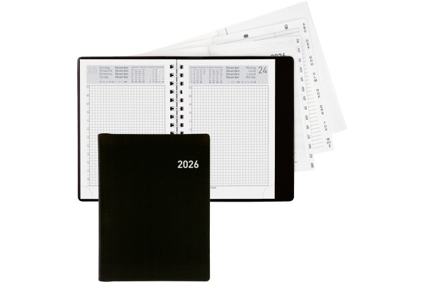 BIELLA Agenda Technikus 4 Wire-O 2026 834141020 1T/1S schwarz ML 10.1x14.2cm