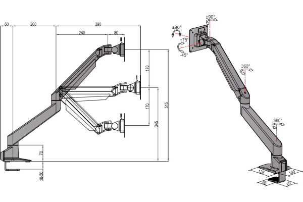 NEUTRAL Monitorarm A+K Solo 217 schwarz