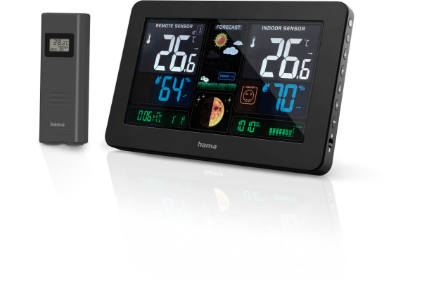 HAMA Wetterstation Premium 186380 schwarz, mit Sensor