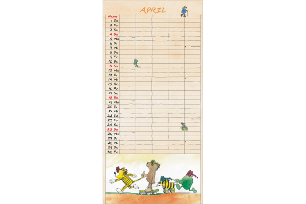 ALPHA EDI Familienplaner Janosch 2027 161179 1M/1S ML 5 Spalten 22x45cm