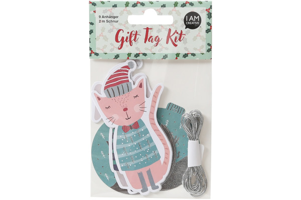 I AM CREA Geschenkanhänger X-mas 4088.8 Katze, Hund & Kugel 9 Stück