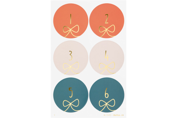 FOLIA Adventskalendersticker 9x14cm 15492 Round Bows 4 Blatt