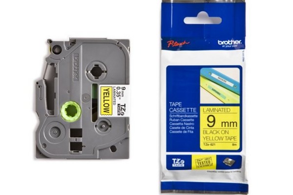 PTOUCH Band, laminiert schwarz/gelb TZe-621 PT-1280VP 9 mm