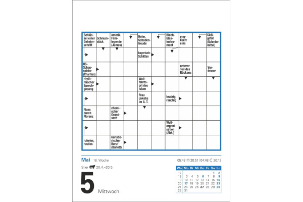 HARENBERG Abreisskalender 2027 211040027 Kreuzworträtsel DE 12.5x16cm