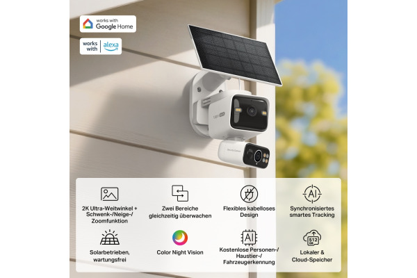 TP-LINK Solar-Security Camera Kit TAPOC645D 2K, Dual-Lens, Pan/Tilt