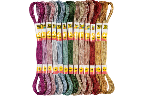 FOLIA Stickgarn 26 Stk. à 8m 23994 Metallic, 13 Farben ass.