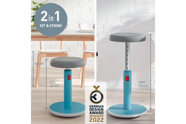 LEITZ Sitz/- Stehhocker Cosy 6518-0061 blau Sitzhöhe 46-79cm