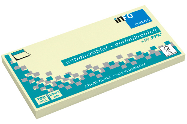 INFO Haftnotizen 75x125mm 5155-01 antimikrobiell, gelb 100 Blatt