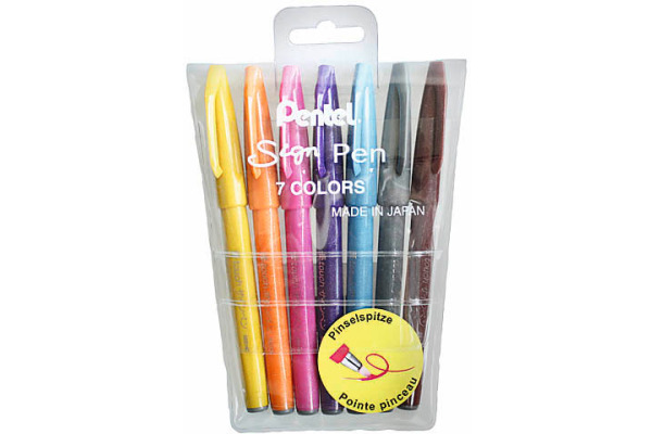 PENTEL Brush Sign Pen SES15C-7 7 Farben, Etui