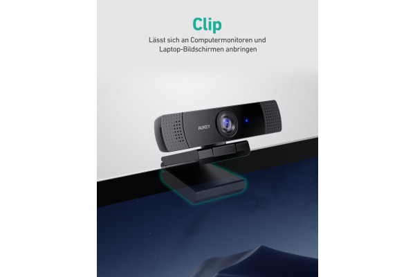 AUKEY Stream Webcam 1080P Dual Mic PCLM1E black, USB 2.0