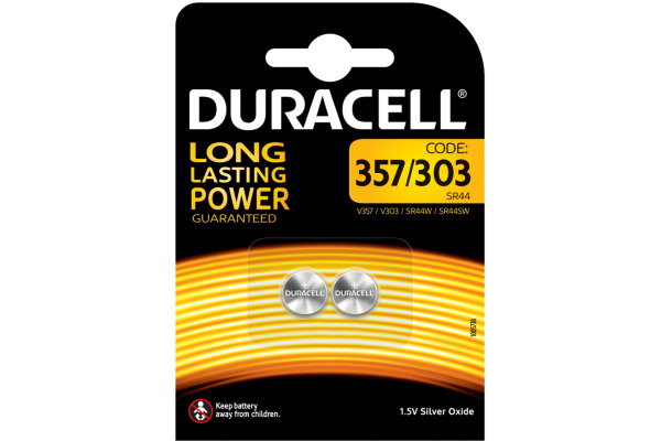 DURACELL Knopfbatterie Specialty 357/303 V357, V303, SR44W,1.5V 2 Stück