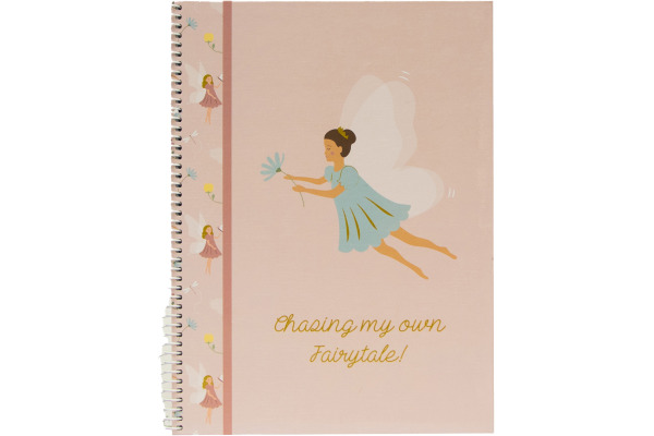 ANCOR Spiralbuch Hardcover A4 128765 Fairies Rose, kariert 80 Blatt