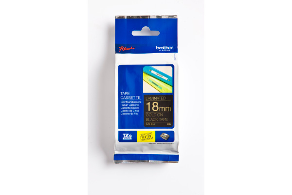 PTOUCH Band, laminiert gold/schwarz TZe-344 PT-2450DX 18 mm