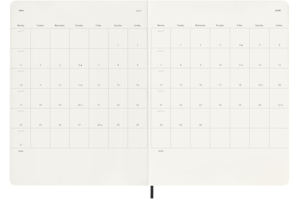 MOLESKINE Wochen-Notizkalender 26/27 DSB18WN4Y 18M liniert SC schwarz 19x25cm