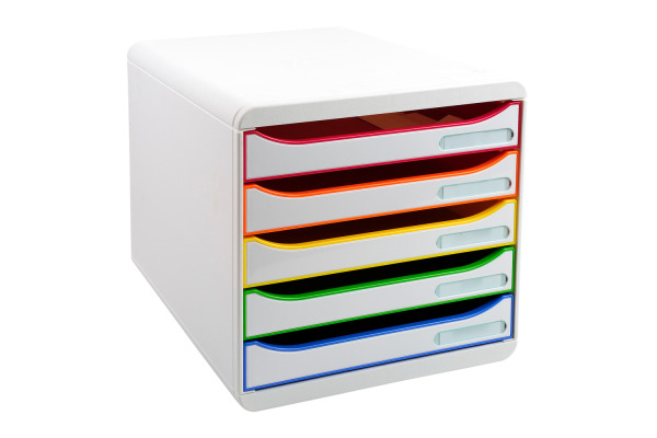 BIELLA Schubladenbox PLUS BIGBOX A4+ 30991301 weiss/Harlekin, 5 Schubladen
