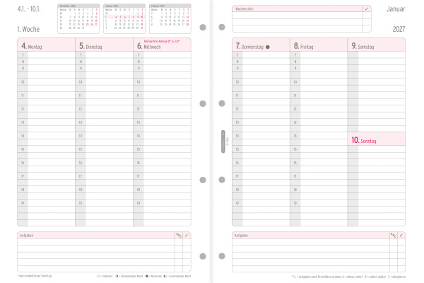 CHRONOPLA Ersatz Wochenplan 2027 50707Z.27 1W/2S in Spalten A4