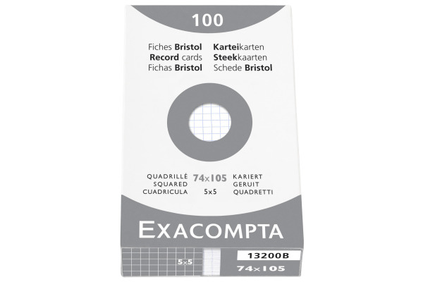 EXACOMPTA Karteikarten A7 kariert 5mm 13200B weiss 100 Stück