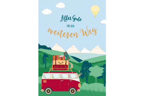 ABC Abschiedskarte DE A4 54010 Bus mit Koffer