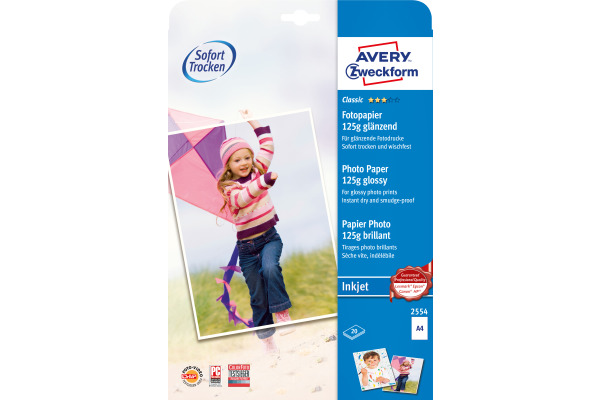 AVERY ZW. InkJet Fotopapier A4 2554 125g,glossy, weiss 20 Blatt