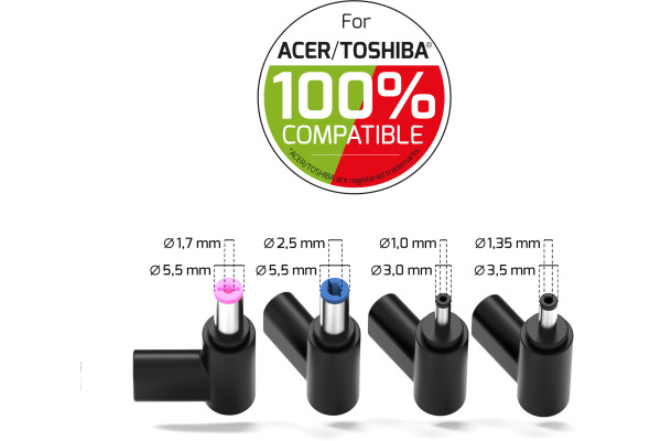 PORT PowerSupply 65W-ACER,TOSHIBA 904065ACT GaN, Black