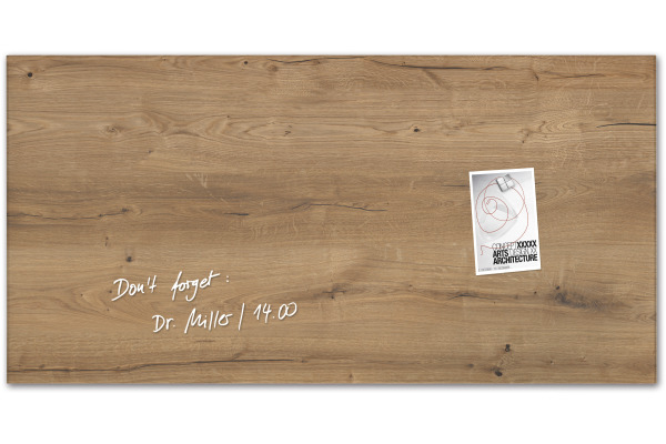 SIGEL Glas-Magnetboard GL258 Natural-Wood 910x460x15mm