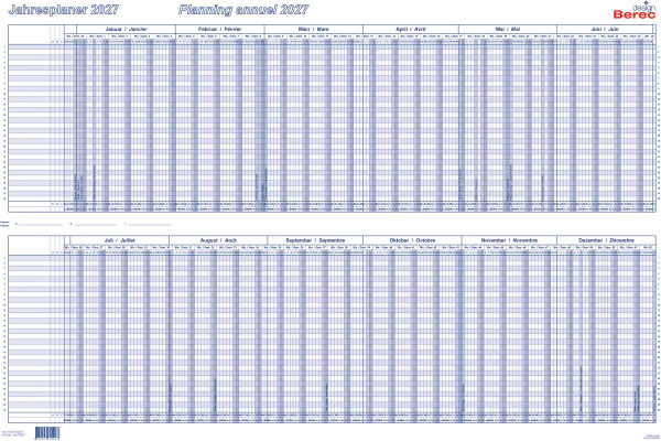 BEREC Jahresplaner 2027 B 5702/27 1J/1S blau 60x90cm