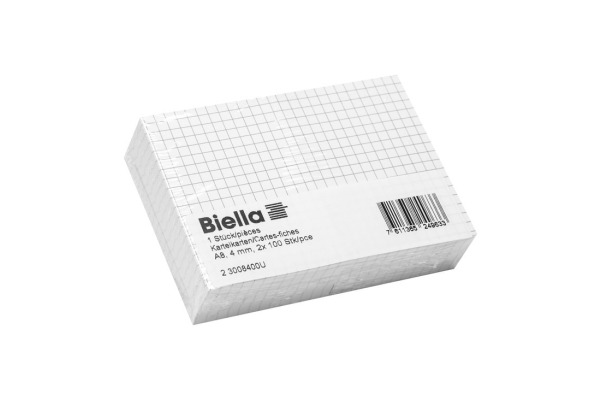 BIELLA Karteikarten kariert 4mm A8 23008400U weiss 200 Stück