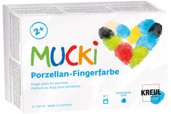 KREUL Porzellan-Fingerfarbe Mucki KR-26310 assortiert 6x150ml