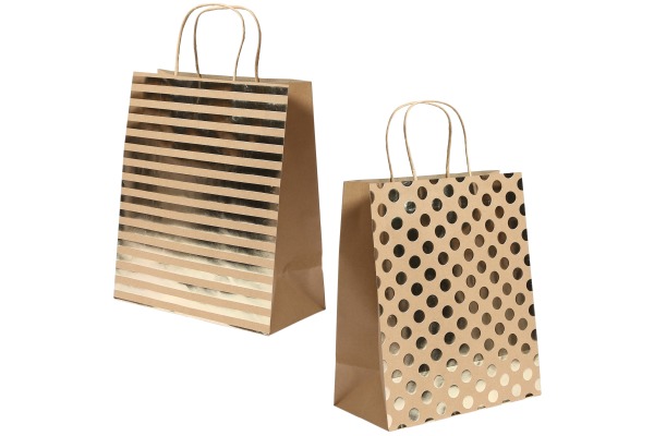 I AM CREA Papiertüten, 4 Stück 4088.05 braun/gold, 25.4x30x12.7cm