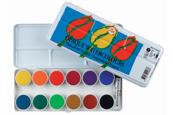 TALENS Deckfarbe Aquarell Set 9592-0012 12 Farben + 1 Tube weiss