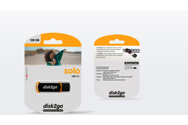 DISK2GO USB-Stick solo 128GB 30006625 Type C USB 3.2