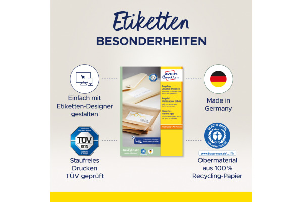 AVERY ZW. Etiketten 210x148mm LR3655 recycling 200 Stück