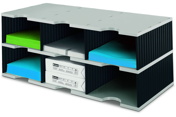 STYRO Ablagesystem styrodoc jumbo 268-0322 grau/schwarz 6 Fächer