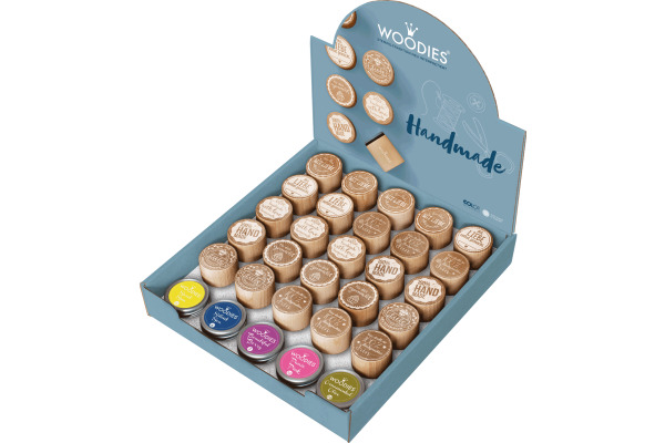 COLOP Woodies Display Handmade 151334 25 Stempel, 5 Kissen
