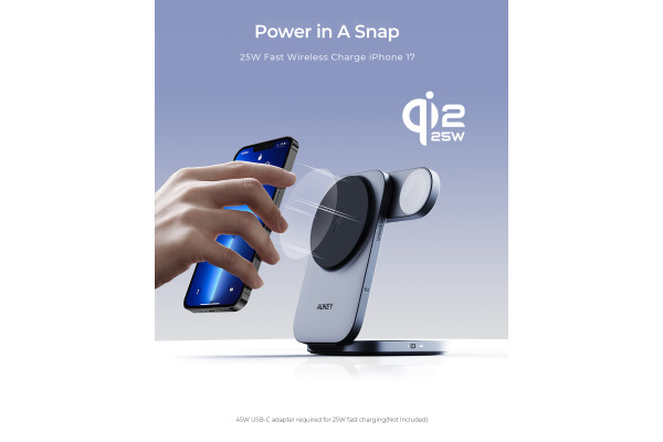 AUKEY MagFusionZ 3-IN-1 foldable LC-MC312P Wirel.Charger 25W Qi2.2,Bl..