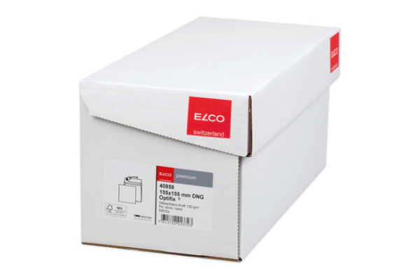 ELCO Couvert Premium 155x155/37mm 40958 120g, weiss, Klebung 500 Stk.