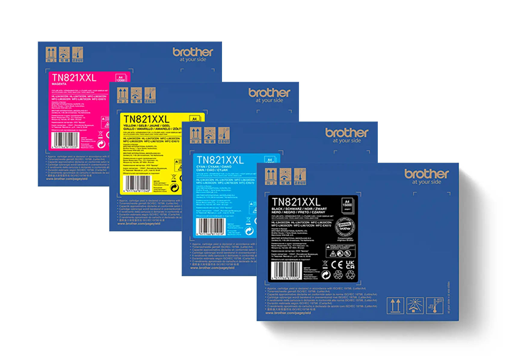 Original Brother Toner SET TN821XXL/TN-821XXL Multipack / Set mit allen vier Farben