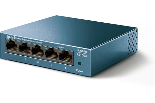 TP-LINK LiteWave 5-Port Switch LS105G 8GB RJ45 Ports, Steel Case