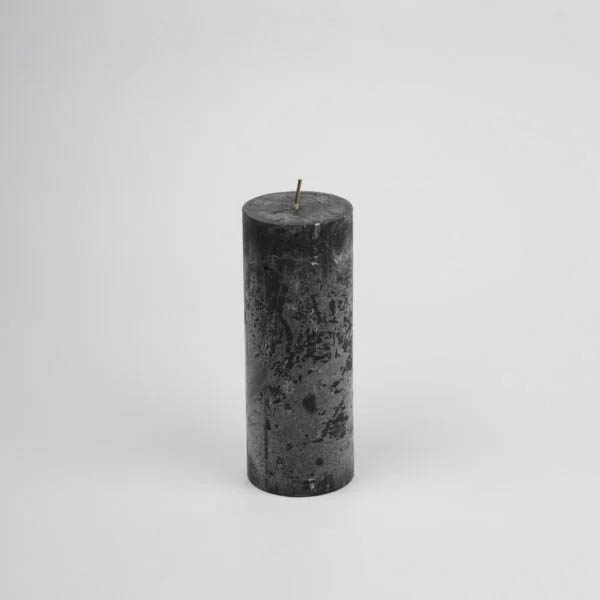 Zylinderkerze 6.8x18cm Raureif Schwarz - Unifarben Durchgefärbte Kerzen aus 100% Paraffin