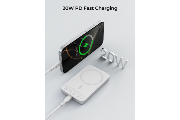 AUKEY MagFusion Slim 10000mAh PB-MS08 S Powerbank Qi2 Wireless,White
