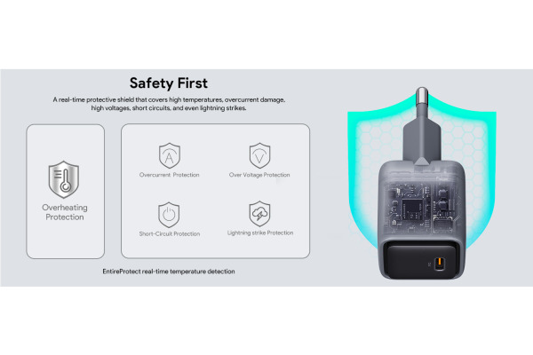 AUKEY Comet Mini 30W GaN PD PA-C1 1-Port, Wall Charger Grey