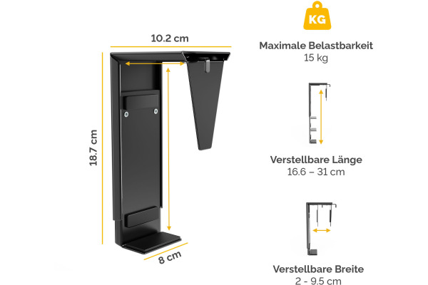 FELLOWES Thin Cli.Halterung untertisch 100136875 Schwarz