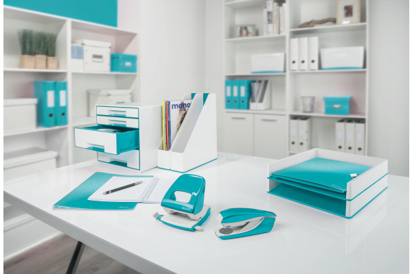 LEITZ Schubladenbox WOW Cube A4 52132051 weiss/eisblau, 4 Schubladen