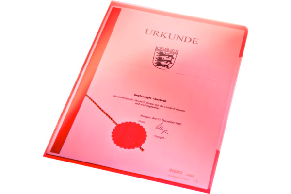 LEITZ Sichtmappen Premium A4 41530025 rot, 0,15mm 100 Stück